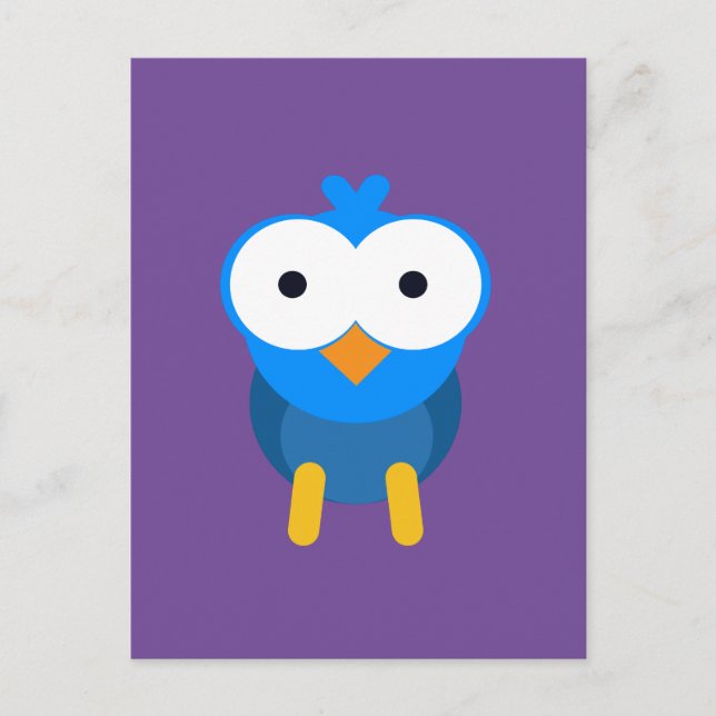 Postal Búho azul personalizado (Anverso)