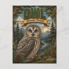 Postal Búho Bosque Boreal POPCUT
