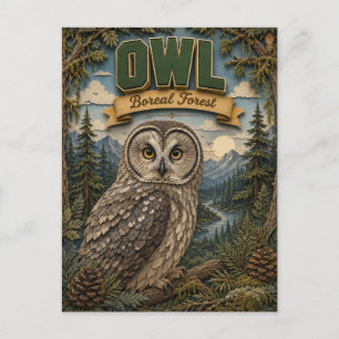 Postal Búho Bosque Boreal POPCUT