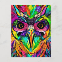 Búho con plumas coloridas Arte de IA extravagante