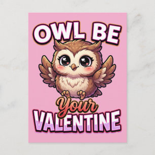 Postal Búho Cute de San Valentín – Búho Será Tu San Valen