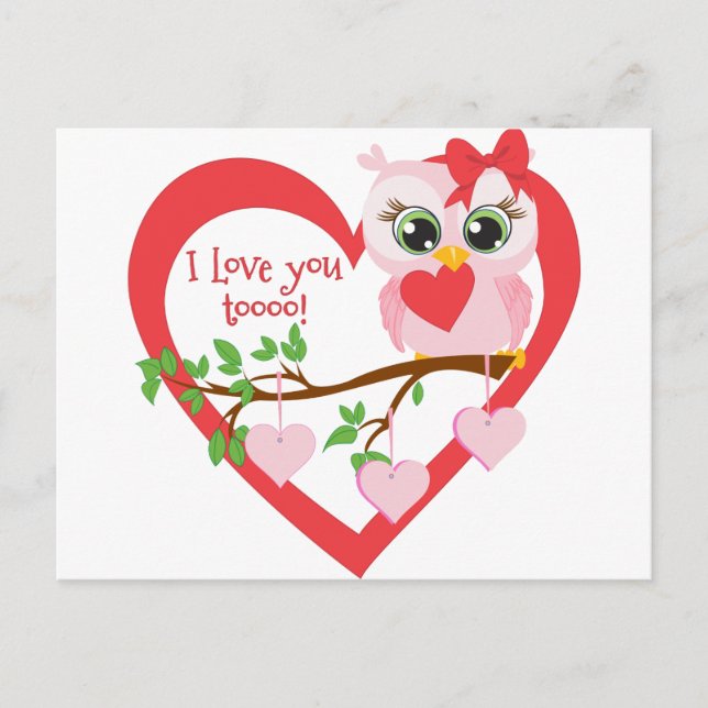 Postal Búho de amor lindo (Anverso)