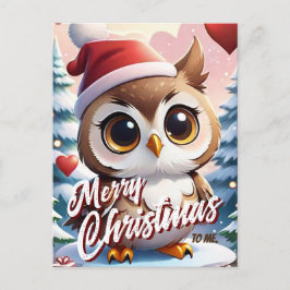 Postal Búho de Santa Feliz Navidad para mí Saludo