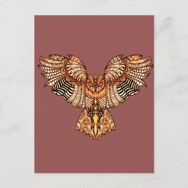 Postal Búho en el vuelo 2 (Anverso)