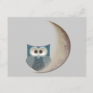 Postal búho en la luna