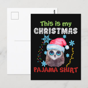Postal Búho Esta Es Mi Camiseta De Pijama De Navidad