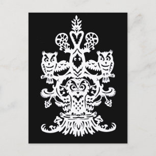 Postal Búho negro hueco