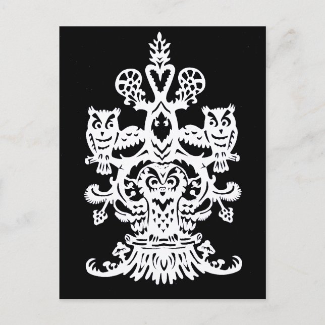 Postal Búho negro hueco (Anverso)