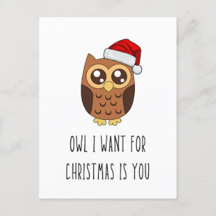 Postal Búho que quiero para los Navidades es usted - Dise