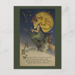 Postal Búho raro divertido vintage de Halloween