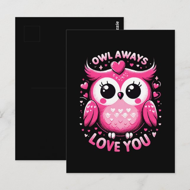Postal Búho Siempre Te Amará - Día de San Valentín (Anverso / Reverso)