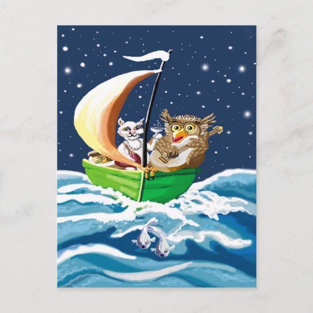 Postal búho y el pussycat (Anverso)