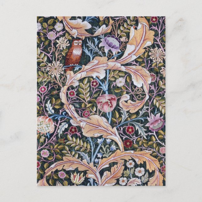 Postal Búho y Flores, William Morris (Anverso)