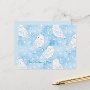 Postal Búhos Blancos Azules