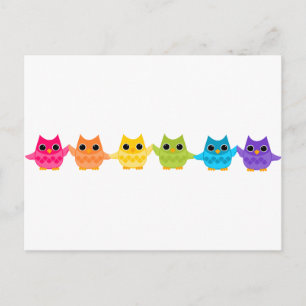 Postal Búhos del arco iris