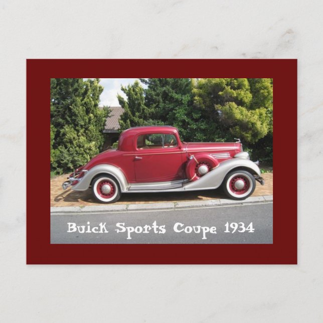 Postal Buick Sports Coupe 1934 (Anverso)