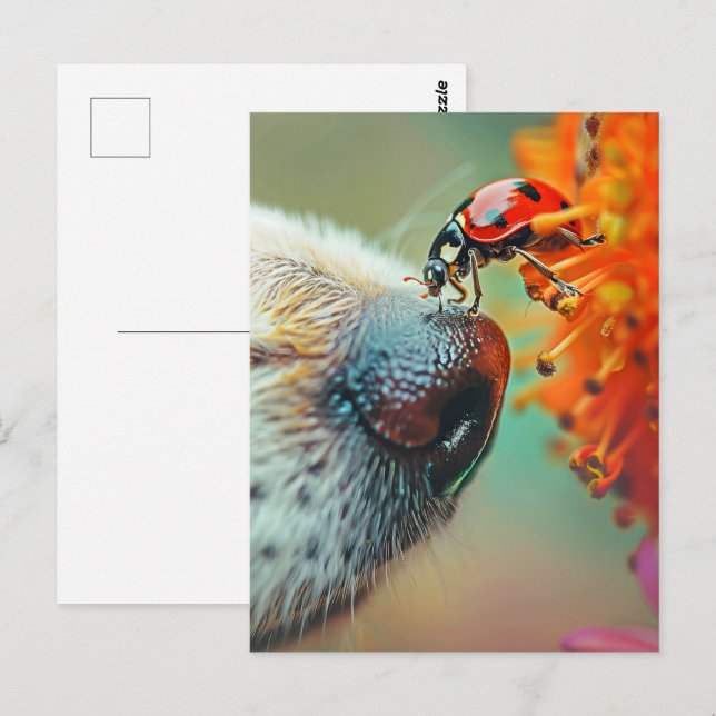 Postal Buitre en la nariz de un perro, Postcross (Anverso / Reverso)