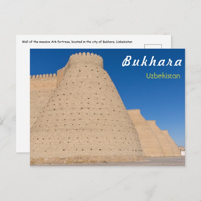 Postal Bukhara, Uzbekistán - Muro de la fortaleza Arca (Anverso / Reverso)