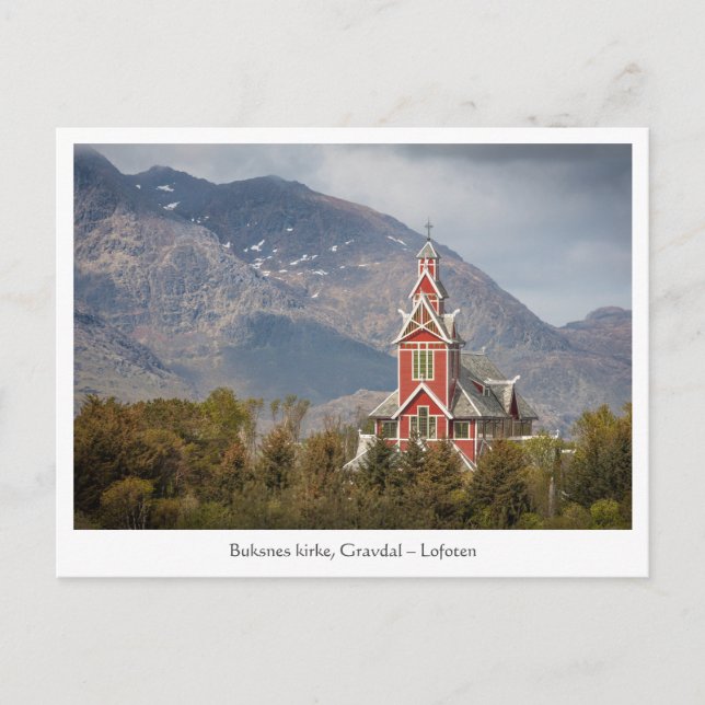 Postal Buksnes kirke Lofoten (Anverso)
