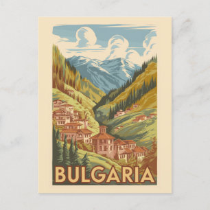 Postal Bulgaria Ilustracion pintoresco Viaje arte cosecha