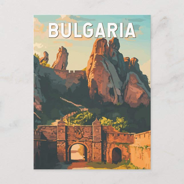 Postal Bulgaria Ilustracion Viaje Arte Vintage (Anverso)
