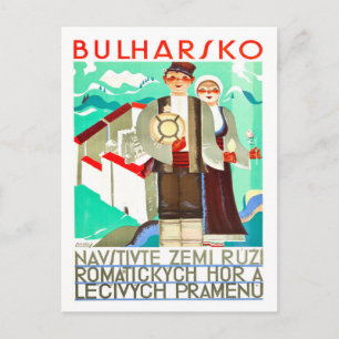 Postal Bulgaria, pareja con trajes folclóricos, vintage