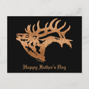 Postal Bull Elk Wood Silhouette