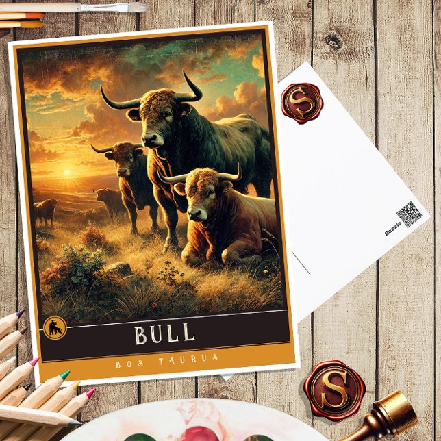 Postal Bull | Postcarta de animales de cosecha de cosecha (Subido por el creador)