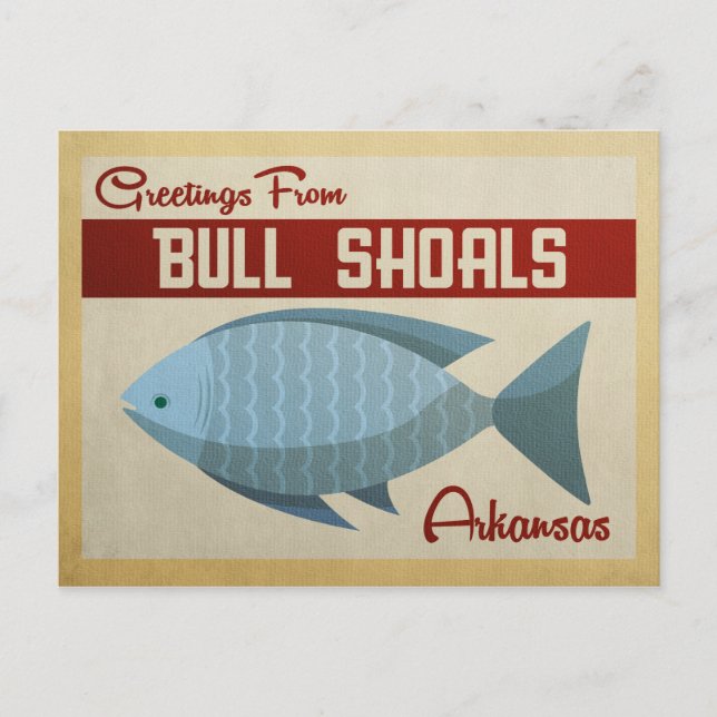 Postal Bull Shoals Blue Fish Vintage Travel (Anverso)
