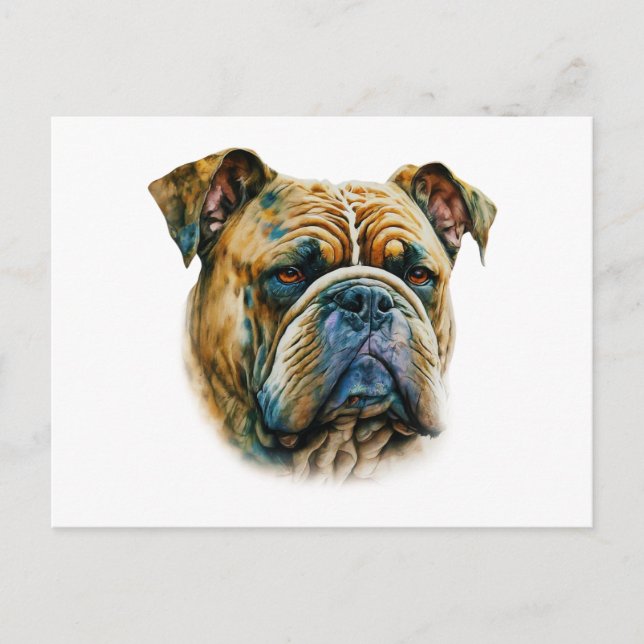 Postal Bulldog acuarela (Anverso)