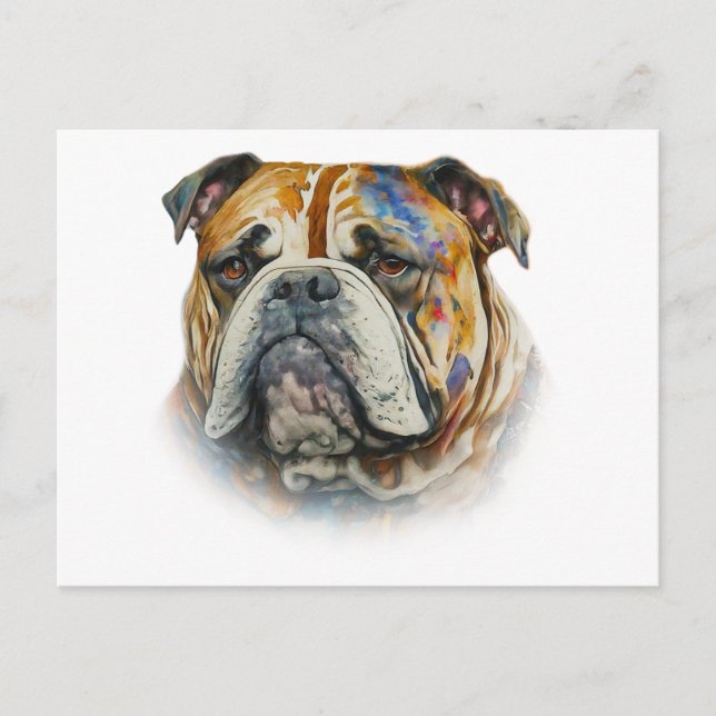 Postal Bulldog acuarela (Anverso)