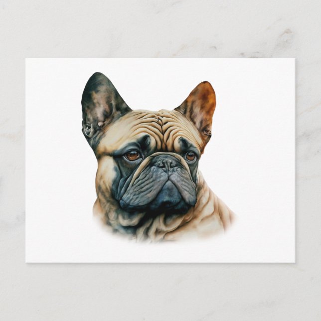 Postal Bulldog acuarela francés (Anverso)
