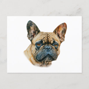 Postal Bulldog acuarela francés