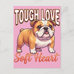 Postal Bulldog Adorable en San Valentín – Amor Fuerte Cor