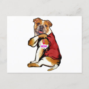 Postal Bulldog Amo a Mamá Perro Amantes de la camiseta re