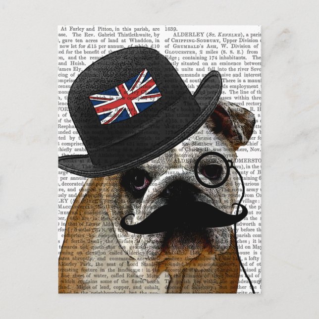 Postal Bulldog británico y Gorra Bowler (Anverso)