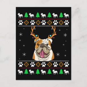 Postal Bulldog con cuernos en Navidades de la UGLY
