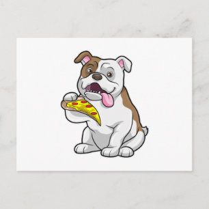 Postal Bulldog con trozo de pizza