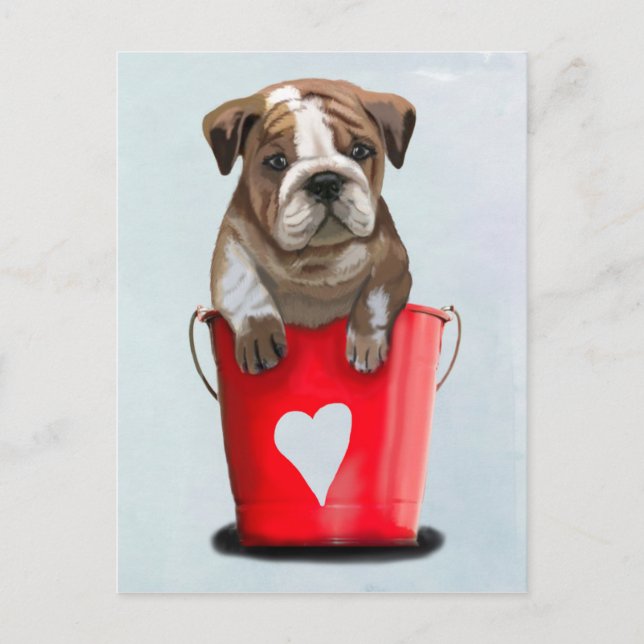 Postal Bulldog Cubo De Amor Rojo 2 (Anverso)