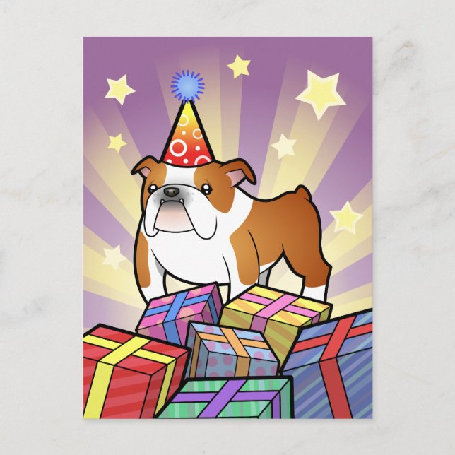 Postal Bulldog de cumpleaños (Anverso)