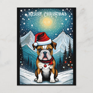 Postal Bulldog de Santa Navidades de la Montaña Snowy