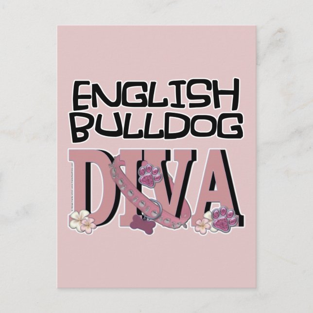 Postal Bulldog DIVA inglés (Anverso)