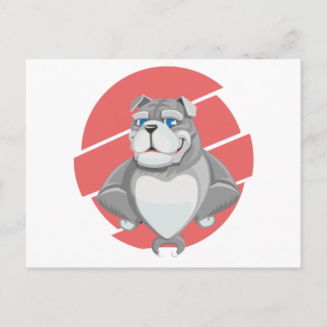 Postal Bulldog divertido dibujo animado (Anverso)
