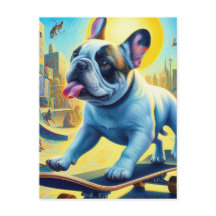 Bulldog francés Adorable Skateboarding