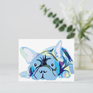 Postal Bulldog Francés Azul