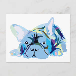 Postal Bulldog Francés Azul