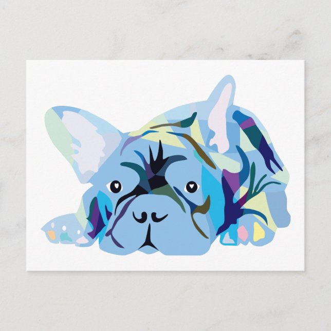 Postal Bulldog Francés Azul (Anverso)