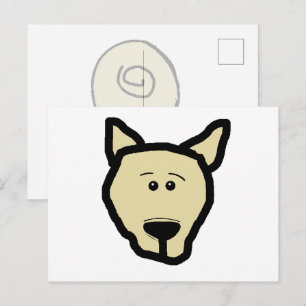 Postal Bulldog Francés Cabeza Fawn Dibujo Animado