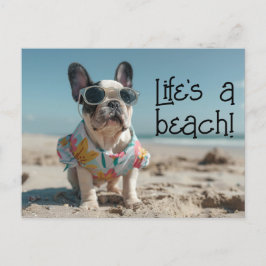 Postal Bulldog francés Cachorro con gafas de sol