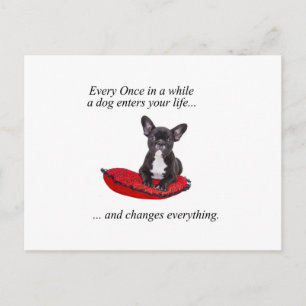 Postal Bulldog francés con corazón y buena cita